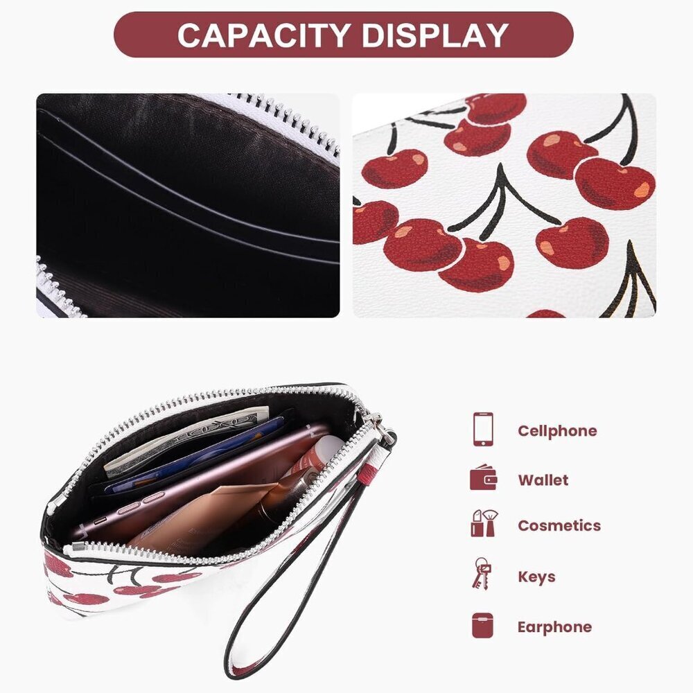 Small Wristlet Purse Women Leather Clutch Evening Party Travel Compact - Picture 4 of 5